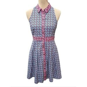 Maeve by Anthropologie Buckley Geometric Fit & Flare Mini Dress Pockets Size 8